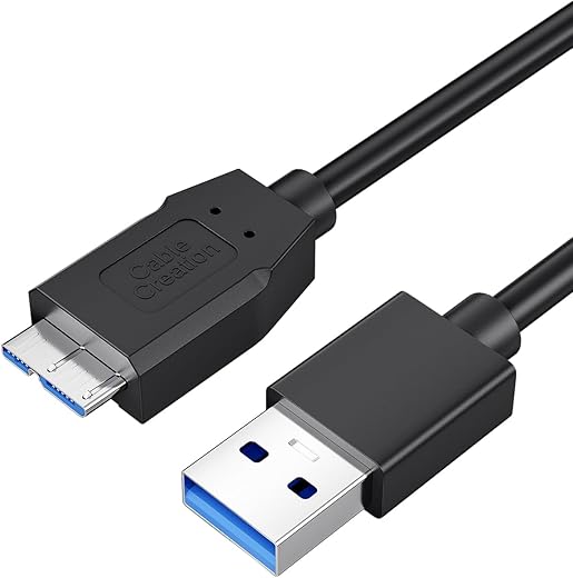 CableCreation Short USB Hard Drive Cable 1FT, USB 3.0 A to Micro B Cable 5Gbps Data, USB 3.0 External Hard Drive Cable Works for WD Toshiba Seagate…