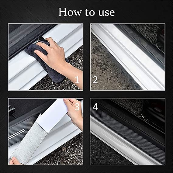 4Pcs in Fibra di Carbonio Soglia Porta Protector Antiscivolo AntiGraffio Pedale dello Auto Styling Accessorio,per Audi Q2 Q3 Q5 Q7 Q8,OneColor