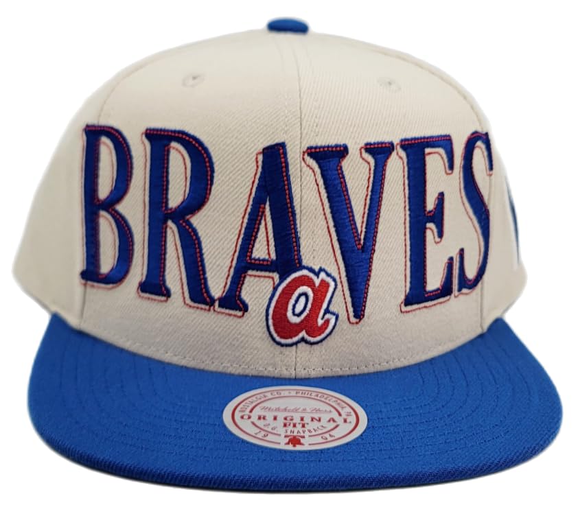 Mitchell & Ness Atlanta Braves Gorra Snapback Azul Crema miniatura 3