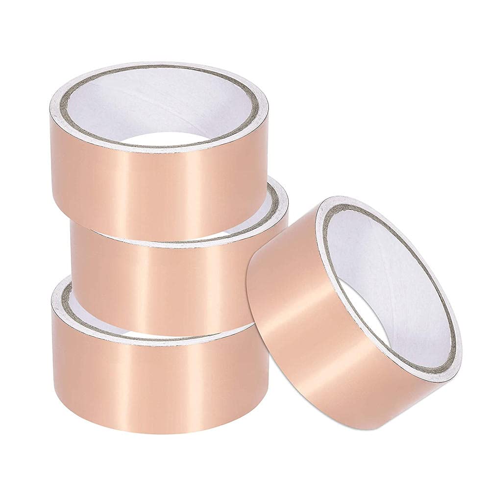 Ding&ng Nastro conduttivo su un lato, 40 mm di larghezza * 5 m di lunghezza * 0,06 mm di spessore, nastro a spirale in rame, utilizzato per schermatura EMI, 4 pezzi