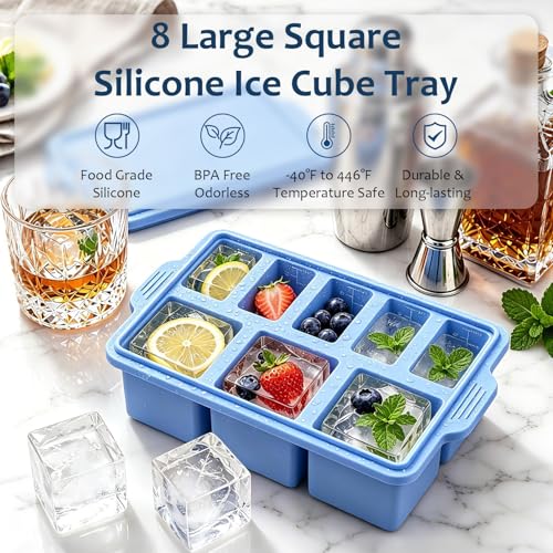 Bandeja de hielo de silicona con tapa azul miniatura 2