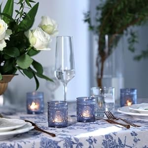Devi24pcsnavybluevotivecandleholdersfortablecenterpiecesbluetealightcandleholderforbridalshowerdecorationsbohoweddingdecorationsforhomepartybluesunflowerdecor  Urban Country Home Decor Devi 24pcs navy blue votive candle holders for table centerpieces blue tealight candle holder for bridal shower decorations boho wedding decorations for home party blue sunflower decor  urban country home decor