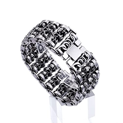 Cuban Link Bracelet for Men Black, Bangle Bracelets Skeleton Stainless Steel Bracelet for Men3