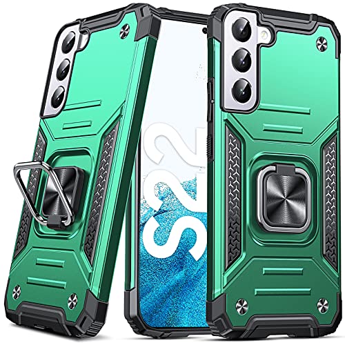Anqrp Galaxy S22 Case, Military Grade Protective Phone Case Cover with Rotatable Metal Ring Kickstand [Support Magnet Mount] Compatible with Samsung Galaxy S22, Black