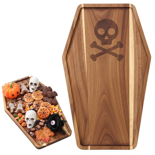Potchen Halloween Cutting Board Wood Charcuterie Gothic Acacia Wood Cutting