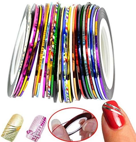 30 Colors Multicolor Mixed Colors Rolls Striping Tape Line Nail Art Decoration Sticker DIY Nail Tip