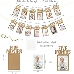 First Birthday Decorations for Baby from Newborn to 12 Months, 1st Birthday Photo Banner Baby Monthly Milestone, Party Hanging Supplies for Girls Boys (Kraft) - Image 5