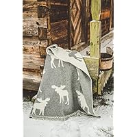 Ger3as Omkeerbare deken, wollen deken, plaid, 130 x 200 cm, warme deken van schapenwol, deken, knuffeldeken, wollen sprei, katoenen plaid of knuffeldeken voor bank (eland beige1