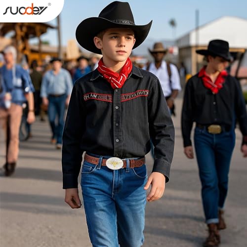SUOSDEY Kids Western Belt for Boys Girls,Toddler Youth Cowboy Cowgirl Genuine Leather Belt with Longhorn Bull Buckle3