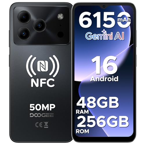 DOOGEE Note56 Plus Unlocked Android 16 Cell Phone, 48GB + 256GB/2TB TF Expand, 6.56" HD+ 90Hz Display, 6150mAh Battery, 50MP+8MP AI Camera, NFC/OTG/Side Fingerprint, 4G Dual SIM Unlocked Sma