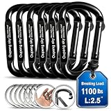 6PCS Carabiner Clip - Heavy Duty Iron Carabiners 800lbs Carabeaner D Ring Shape,Key Chain Clip Hook,Keychain...
