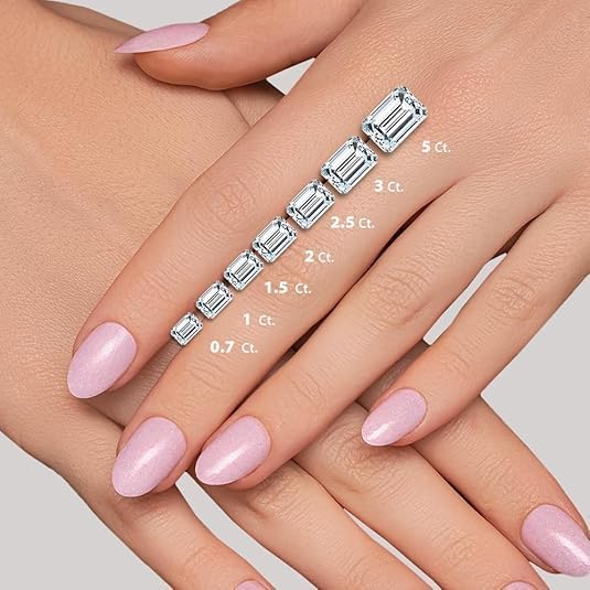 1-5 Carat Emerald Cut East West Knife Edge Moissanite Engagement Ring D color VVS1 purity 10K 14K 18K Solid Gold & 925 Sterling Silver Engagement Rings for Women Wife Wedding Rings Gifts