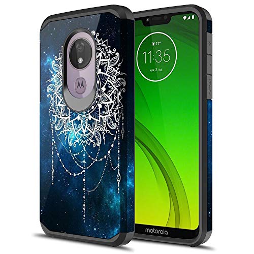 Sofer for Moto G7 Power Case, Moto G7 Supra Case, Hybrid Drop Protection Sleek Slim Dual Layer Shockproof Colorful Graphic Armor Case for LG Moto G7 Power/Supra (Galaxy Mandala)