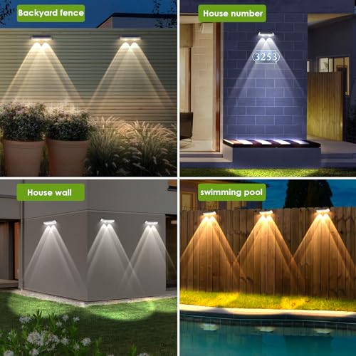 12 Pack Solar Fence Lights Outdoor Waterproof LED - 3000/4000/6000K 3 Mode, IP65 Waterproof Fence Lights Solar Powered, Solar Wall Lights for Outside, Backyard/Step/Patio/Deck Fence/Stair Railings