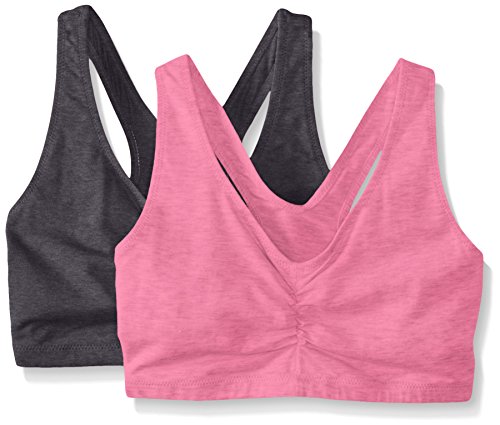 Hanes Women's Comfort-Blend Flex Fit Pullover Bra (Pack of 2),Grey/Pink,XX-Large