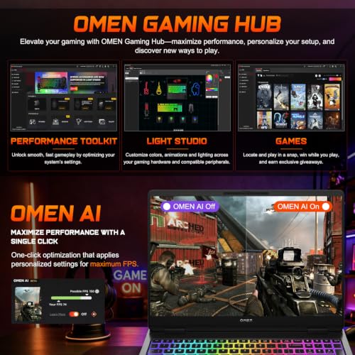 Image of HP Omen Max 16 inch 240Hz Ryzen AI 9 HX 375 & 5080 Gaming Laptop, 64GB DDR5+2TB