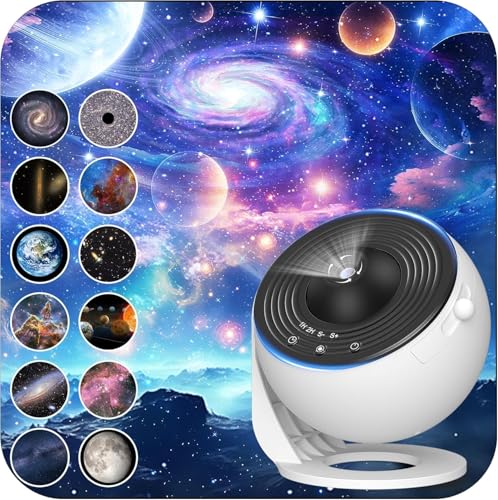 Image of Mini Galaxy Star Projector Night Lamp with USB Power, 2-in-1 Star Projection & Moon Glow Light, Flexible Gooseneck Design for Bedroom, Kids Room, Nursery, Bedside, Home Decor & Gift (Night Light)