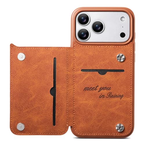Étui pour iPhone 17 en cuir fin luxueux style rétro marron haut de gamme