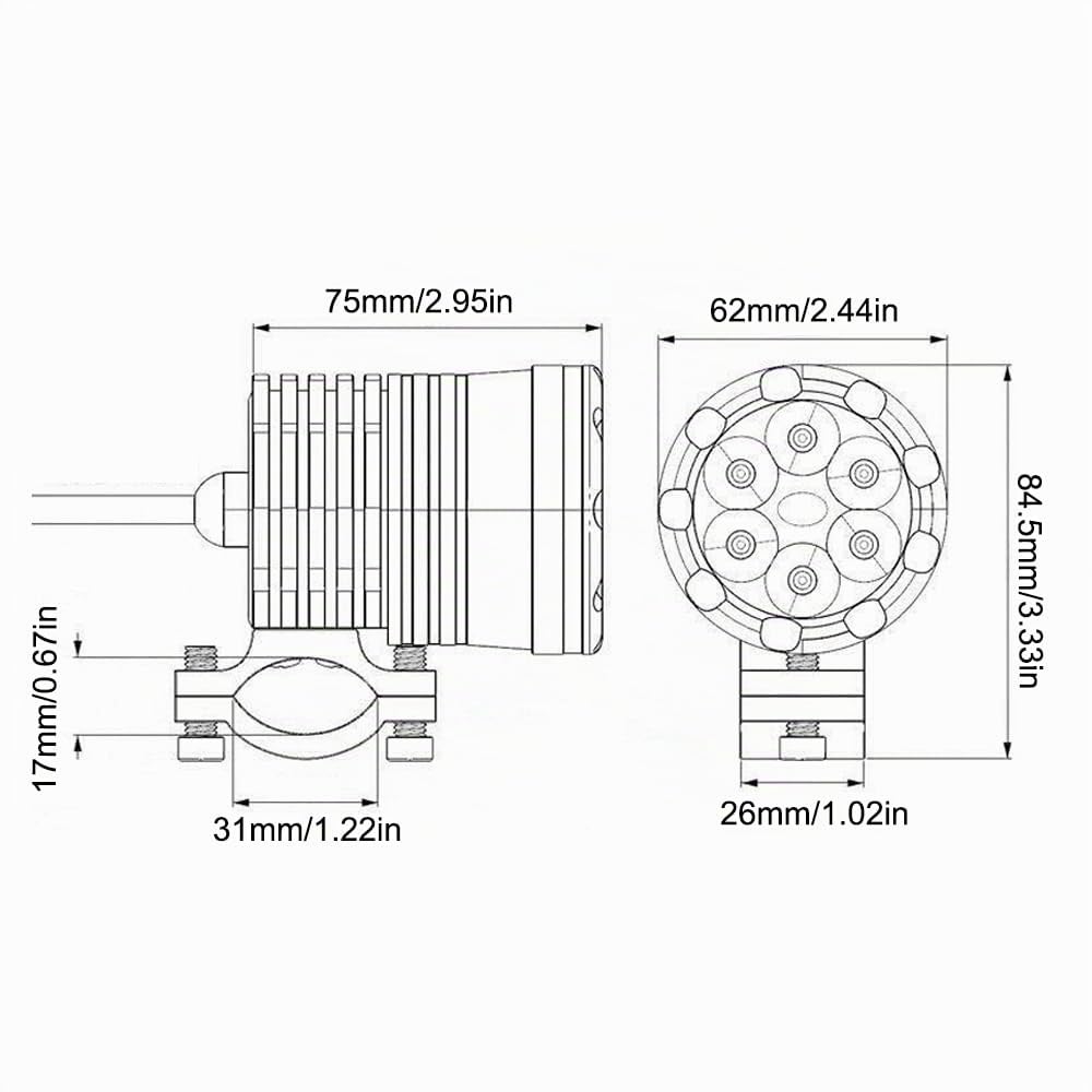 Riloer - 1 par de faros LED universales para motocicletas, triciclos, bicicletas, vehículos eléctricos, focos de motocicletas súper brillantes, faros, haz alto/haz bajo/flash