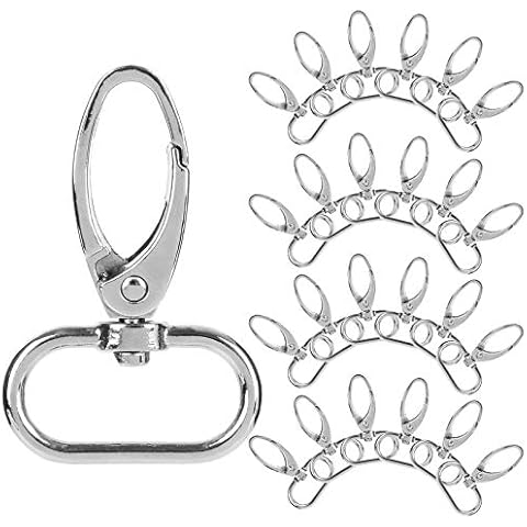 Acrux7 1 Inch Swivel Clasps, 50 Pcs Silver Curved Lobster Clasps Swivel Trigger Clips Snap for Crafting & DIY Lanyard Making Cover