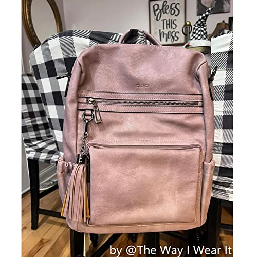 CLUCI Backpack Purse for Women Fashion Two Toned Leather Designer Travel Large Ladies Shoulder Bags with Tassel pink