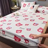 Juego de sábanas bajeras de invierno de terciopelo con dibujos animados, tamaño King, colcha elástica resistente con funda de almohada, funda de colchón de franela para dormitorios de niños y niñas,