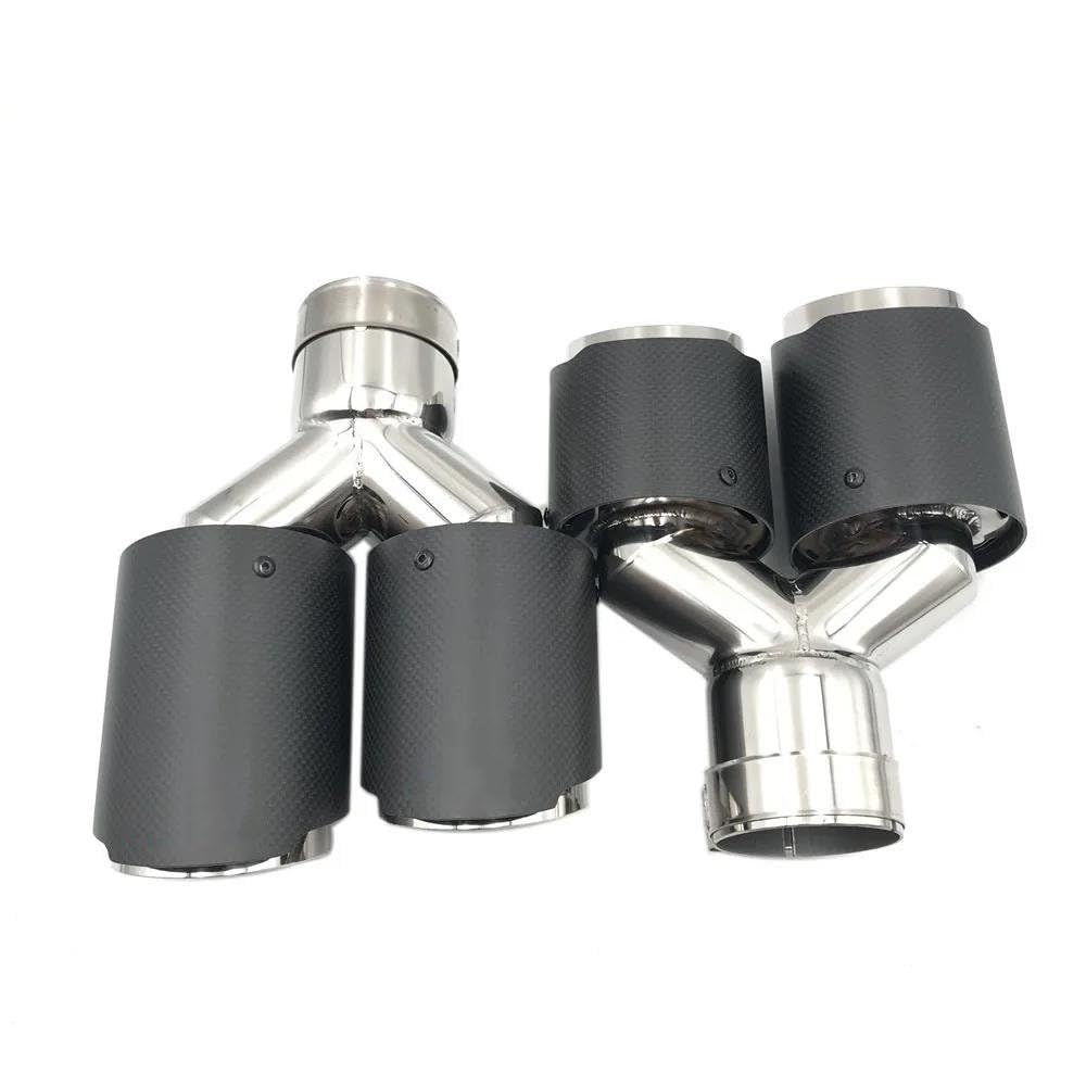 Coda Gola 1 Paio Di Terminali Di Scarico In Fibra Di Carbonio Multi-misura, A Doppia Uscita, Universali, In Acciaio Inox Tubo Scarico(63MM IN-101MM OUT)