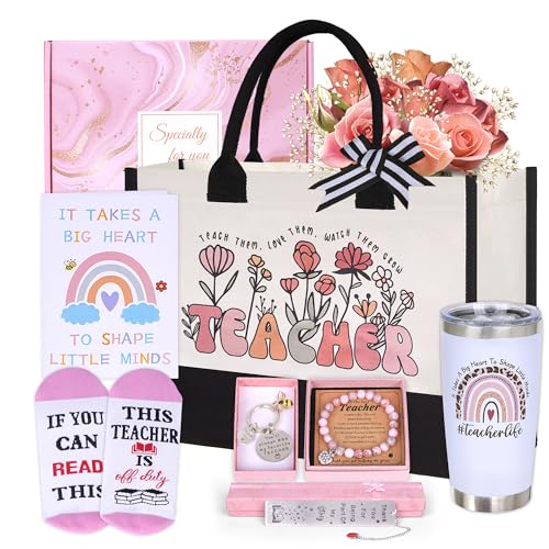 Joybuty Teacher Appreciation Gifts for Women, Best Teacher Birthday Thank You Gifts Basket, Funny Personalized Back to School Gift Set Ideas for Daycare Preschool Dance Music Science English Teachers