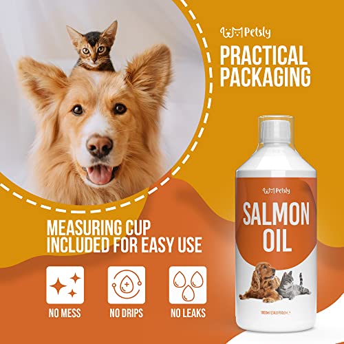 PETSLY Olio di Salmone per Cani e Gatti - 1L
