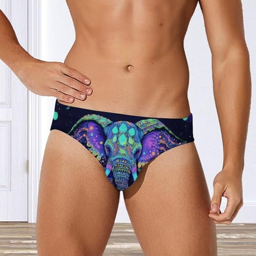 Elephant Glowing Men's Swim Briefs Low Waist Bikini Swimsuit Underwear Beach Swimwear4