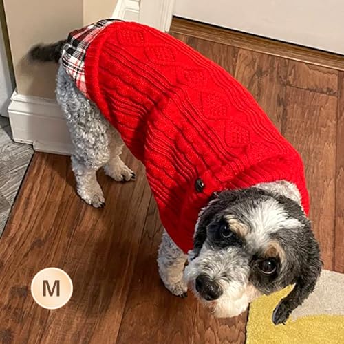 Image of KYEESE Dog Sweater for Small Dogs Turtleneck Thick Knit Pullover | Stretchy Fit, Lightweight & Warm, Cozy Knit Comfort, Classic Plaid Design, Gentle on Sensitive Skin, Winter Daily Wear