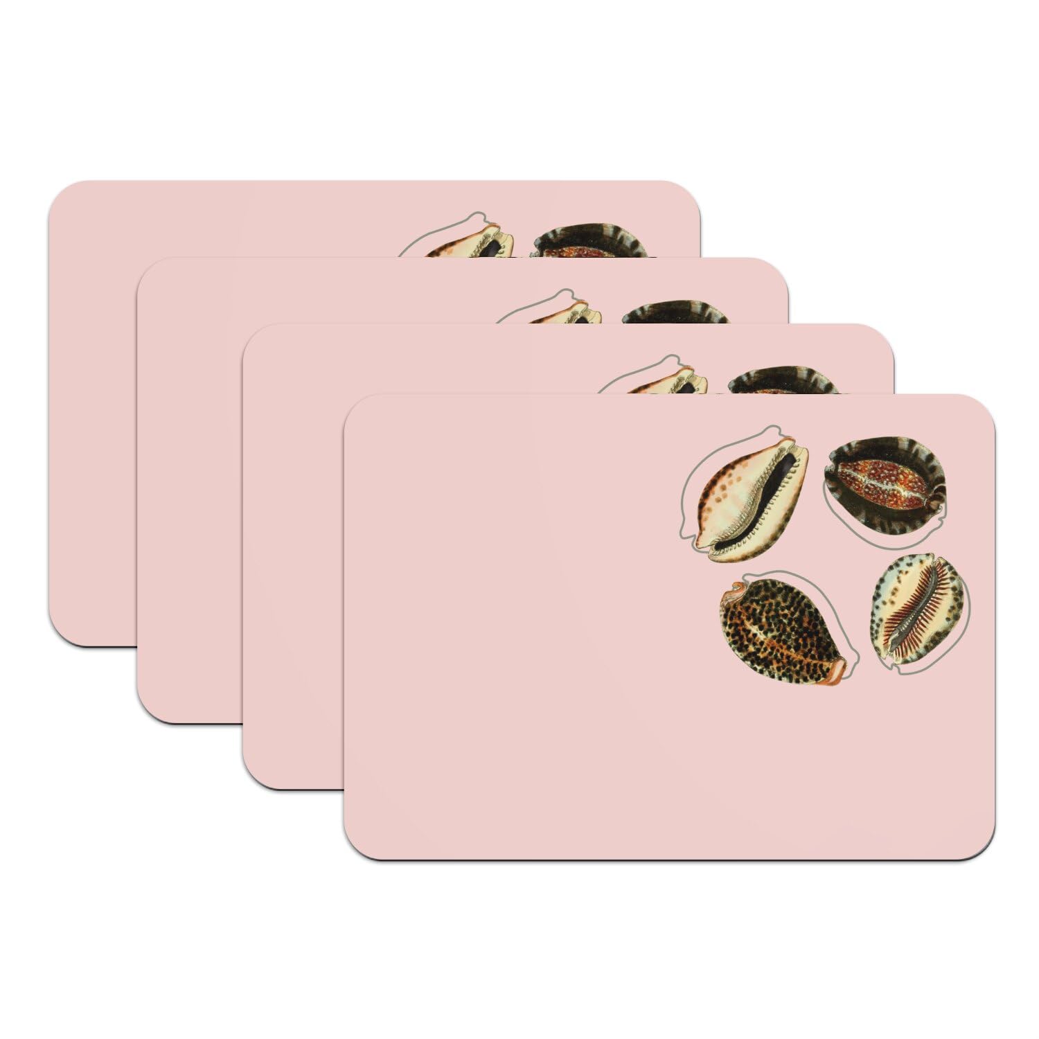 Illustration ancienne mer dessous de table rose lavable antidérapant lot de 4 pour cuisine