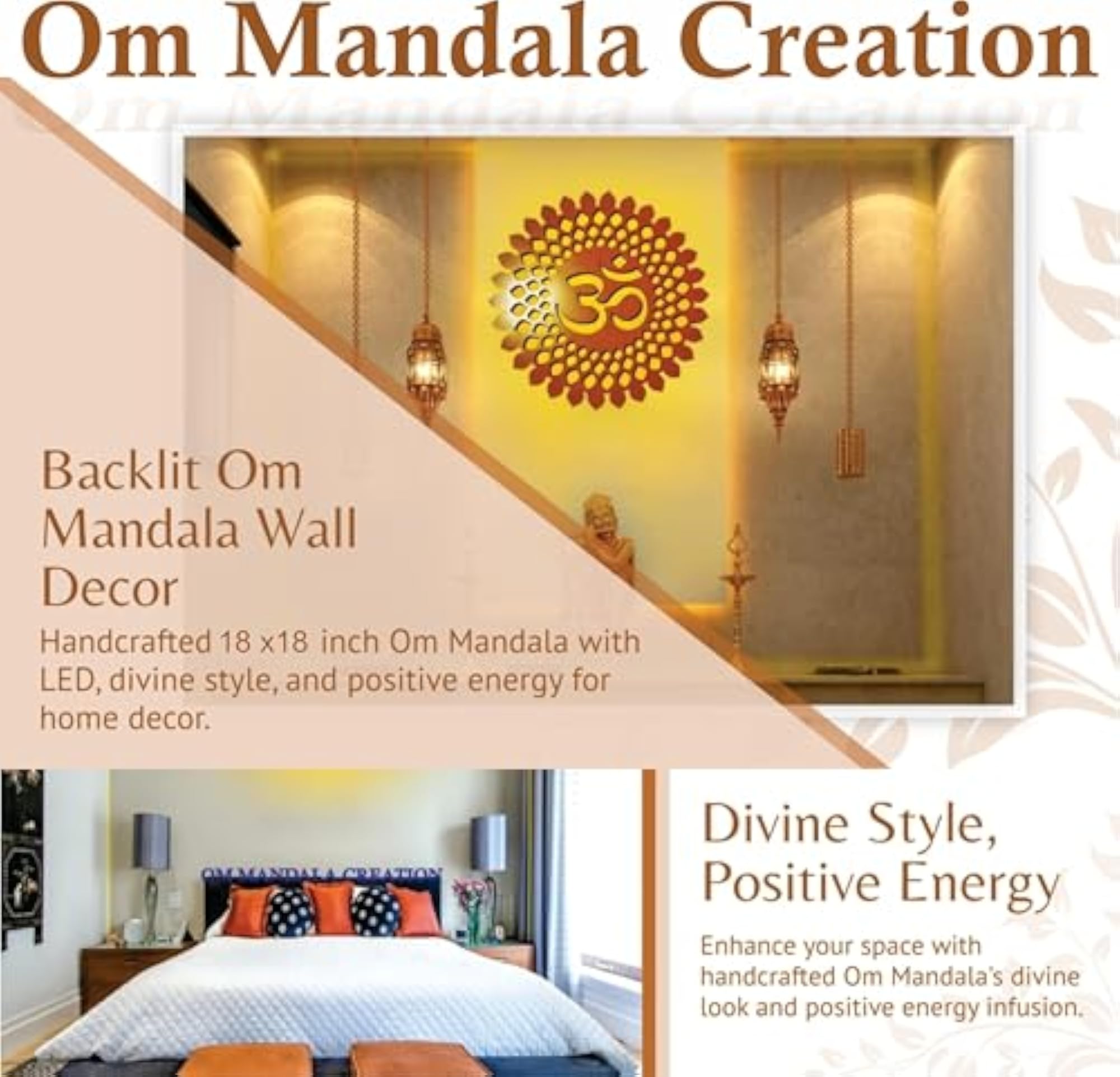 Wood Om Mandala Creation Wall Hanging Backlit Decor
