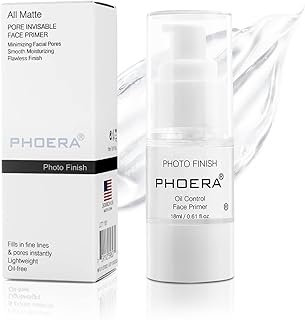 PHOERA Primer Face Foundation Primers,Face Primer for Makeup Long Lasting Hydrating Smoothing Isolated Moisturizing Oil Free Effect Make Up Base Matte Makeup Primer (18ml)