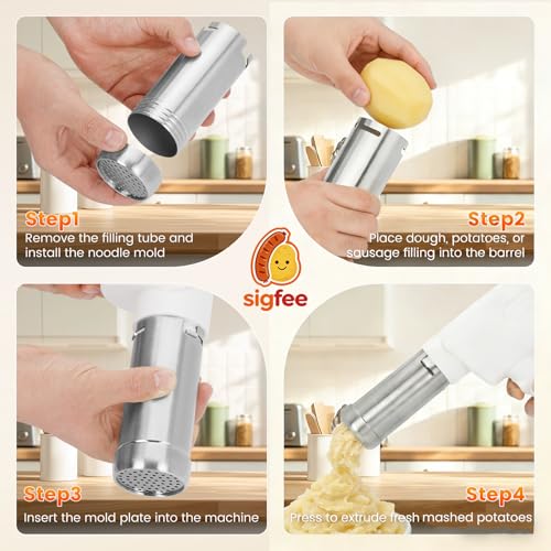 Electric Potato Ricer, Joint Pain Relief, 5s Effortless Prep 7 oz Smooth & Creamy Potato Mash, Food Grade Stainless Steel, Dishwasher Safe, Ideal for Seniors, Kids, Women & Effortless Cooking Lovers