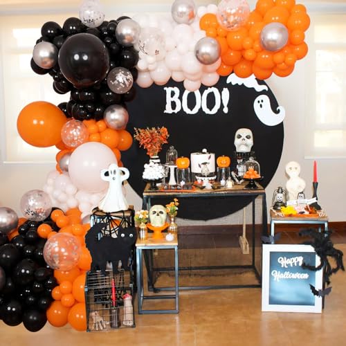Image of Orange Black Halloween Balloon Garland Arch Kit Halloween Party Decorations