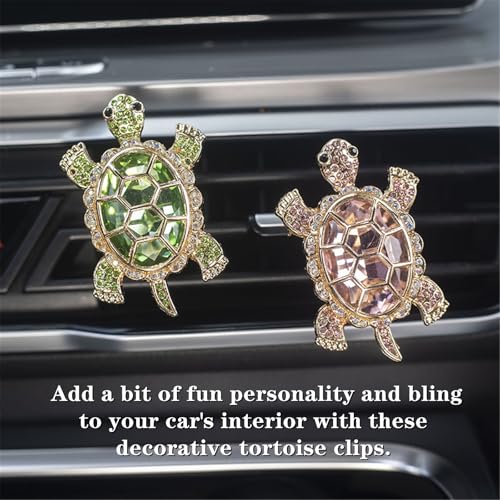 Image of 2 PCS Car Air Vent Clips Exquisite Turtle Car Air Fresheners Vents Clips Crystal Rhinestone Tortoise Car Vent Accessories for Women