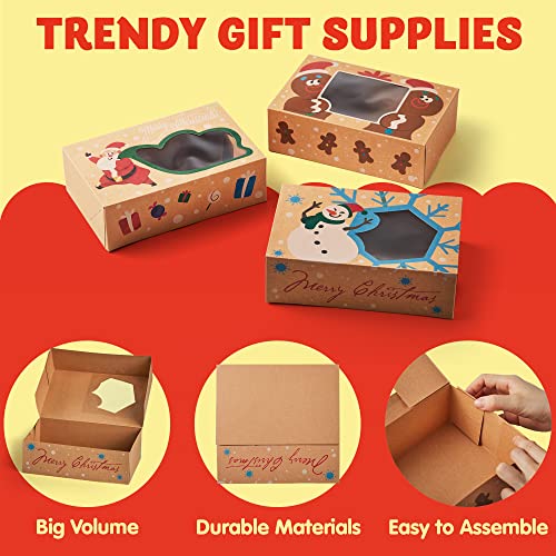 Joyin 24 Pcs Christmas Cookie Gift Baking Box 8.75" X 5.75" X 2.75” With Window Auto-Popup For Pastries, Cupcakes, Cookies, Brownies, Donuts Gift-Giving #TOP3