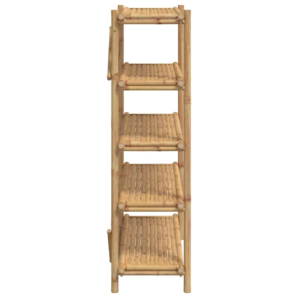 Scaffale in bambù, 100 x 40 x 150 cm, con 5 ripiani, scaffale aperto in bambù con design a doghe per ventilazione, robusto scaffale per libri e decorazioni