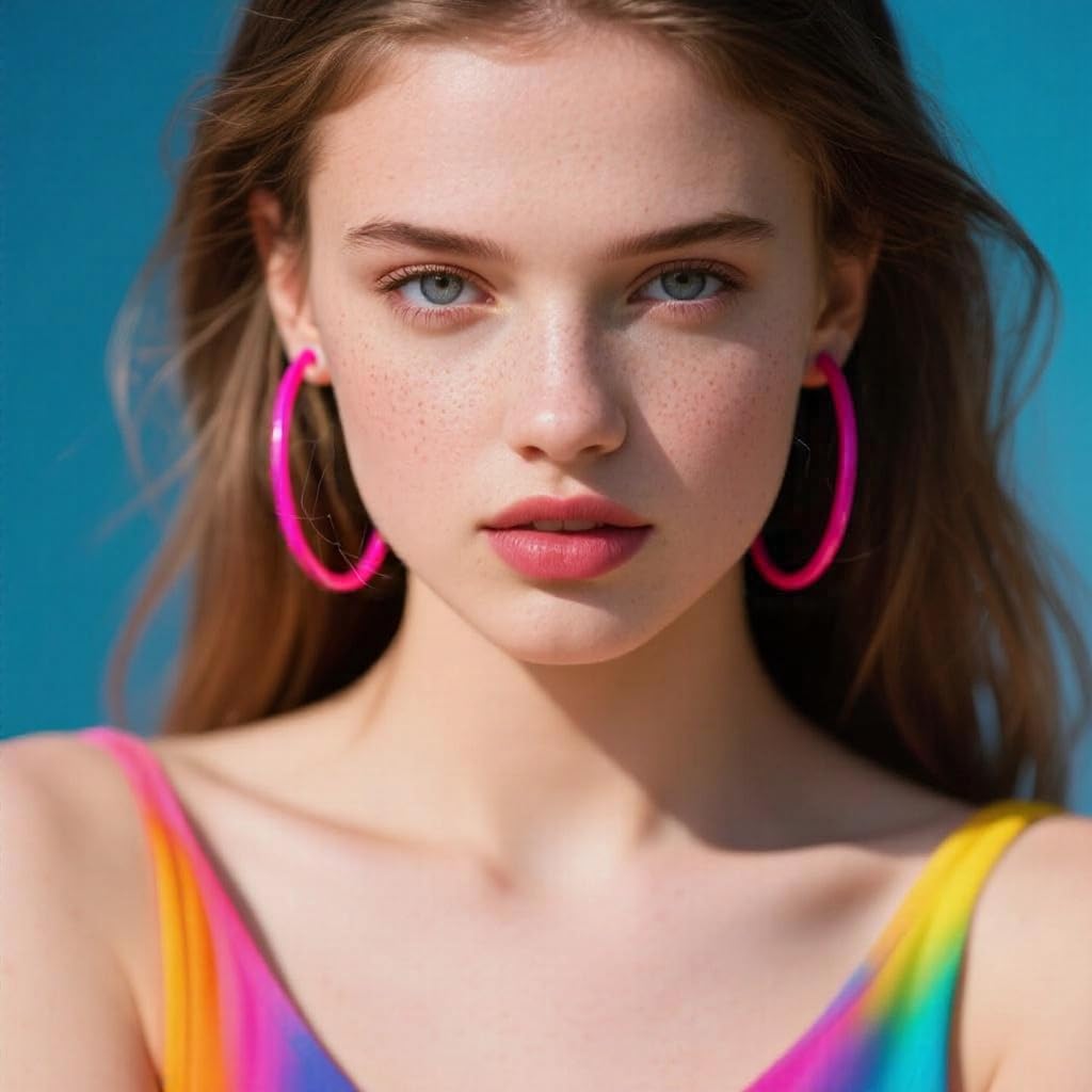 Large Colorful Hoop Earrings for Women Colored Lightweight Acrylic Hoop Earrings Neon Pink Red Circle Candy Earring 80s 90s Outfit Statement Jewelry Accessories - Image 3