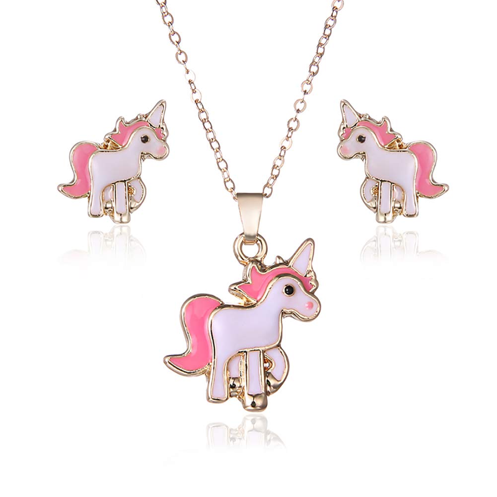 Sixshine Necklace Earrings Jewellery Set of Pink Unicorn Pendant for Girl Birthday Gift, Christmas Present (B07PP3B324) Amazon Price History, Amazon Price Tracker