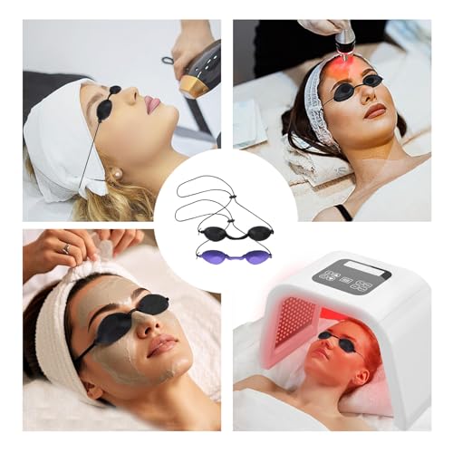 2 Solarium Brille Schutzbrille Rotlichtlampe Uv Schutzbrille Infrarot Schutzbrille Rotlichtbrille Geeignet für Led-Lichttherapie, Schönheitsbehandlungen und Bräunungsschutz Im Freien (Schwarz/Lila)