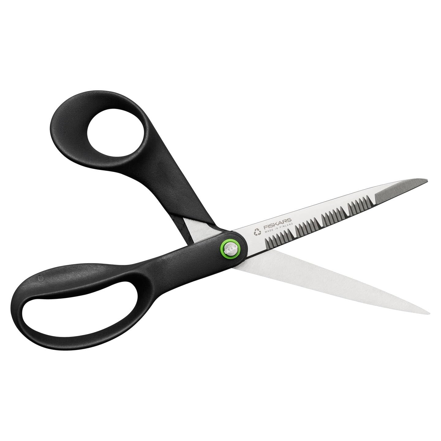 Fiskars ReNew Forbici da Cucina, Lunghezza 21 cm, Acciaio Inox Rigenerato/Plastica di Recupero, Design Ergonomico, Nero, 1074545