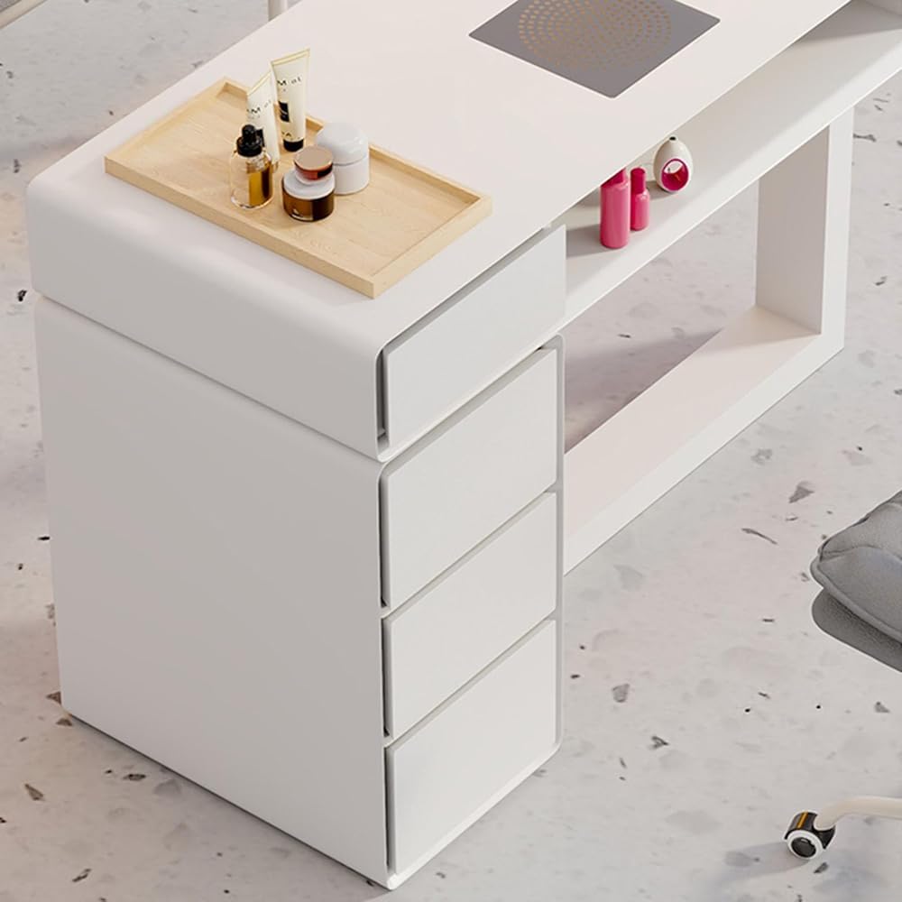 Tavolo professionale in legno per manicure con raccoglitore di polvere per salone spa e casa, stazione di lavoro di bellezza per la cura delle unghie e l'arte