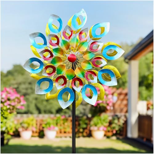 Girandola a vento da giardino grande scultura a in metallo a su entrambi i lati diametro 50.8 cm altezza 185.4 cm per esterni cortile patio prato decorazione