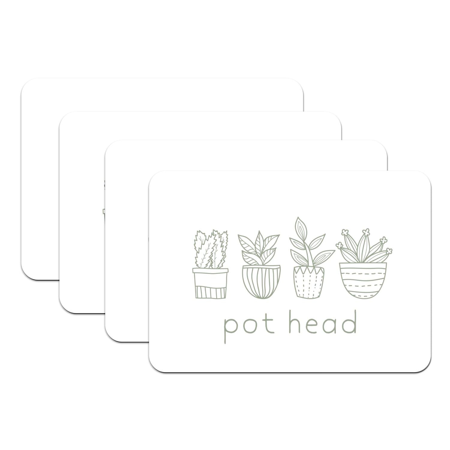 Set de table caoutchouc blanc grand format Pot Head Plant x4