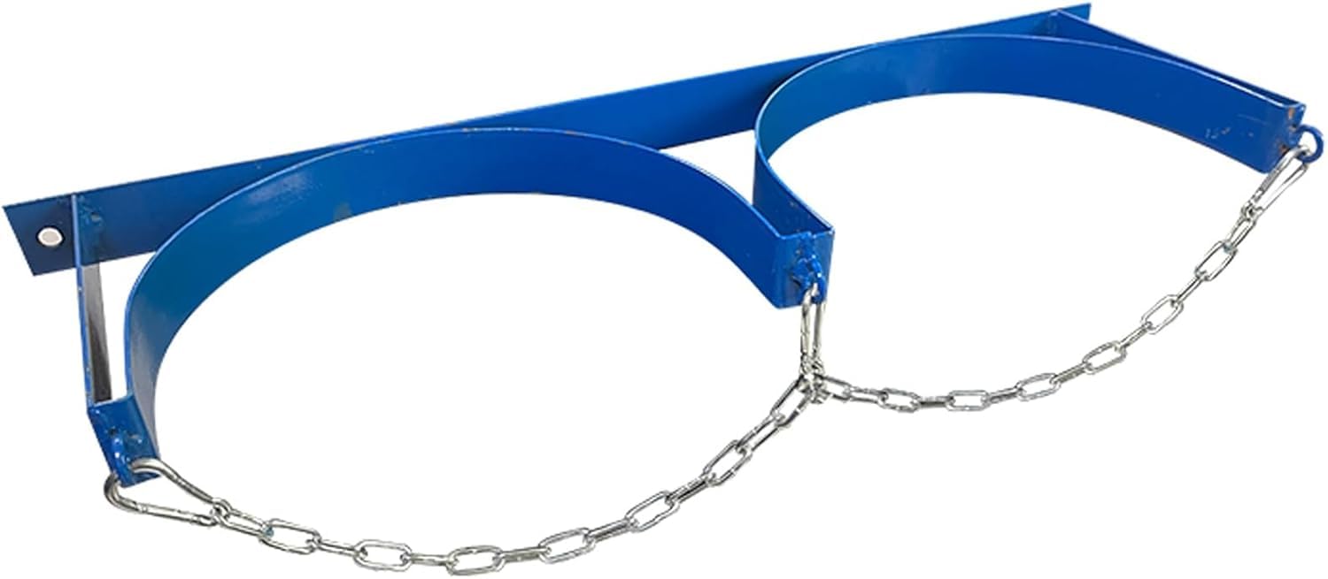 Organizador de bombonas Estante fijo for cilindros de gas de pared de 10,6 pulgadas con cadena protectora, organizador de acero for cilindros de gas Soportes para bombonas de oxígeno(65x20cm/25