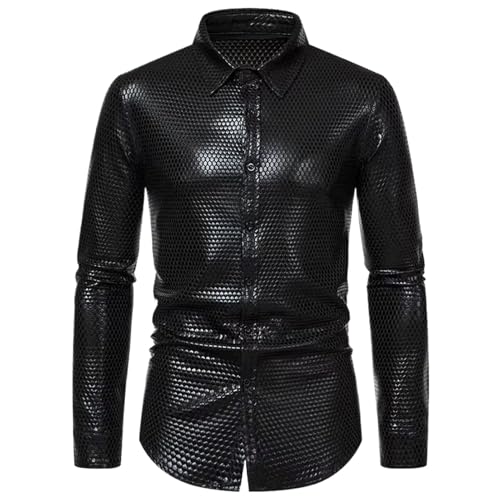 Chemise noire à paillettes homme pour briller en discothèque et soirée de fête