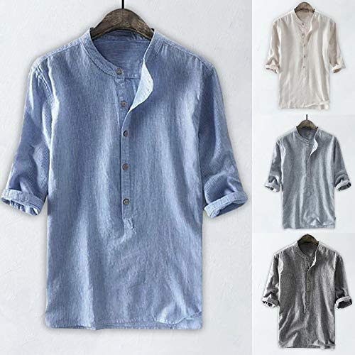 Camicia Mezza Manica in Lino Tops Slim Fit Tinta