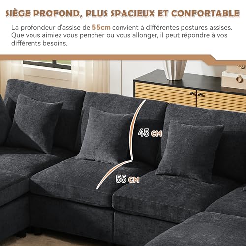 Sofá modular esquinero convertible con cojines desmontables para limpiar fácil 5